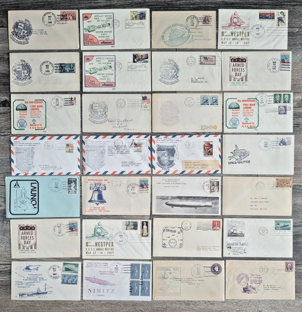 Vintage U.S. Navy Stamped Commemorative Postal Cover Envelope Assorted Lot of 28